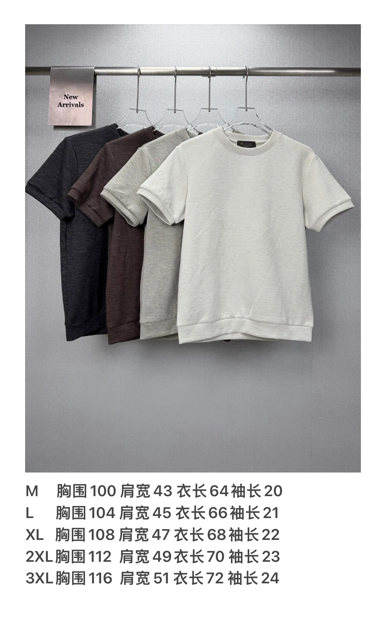 Loro Piana 2026New Arrival old money style solid color simple couple style round neck short-sleeved T-shirt High version High version The fabric is made of cotton➕polyester fiber composite material, the whole body is solid color simple and loose fit, the back neck leather letter logo embroidery design is fashionable and individual. Super Versatile and good-looking short-sleeved T-shirt. Very suitable for both men and women. A must-have for everyone. Packaging, tag, collar label, washed wheat, complete👍 Color: Dark Gray, Brown, Light Gray, Cream White Sizes: M-3XL